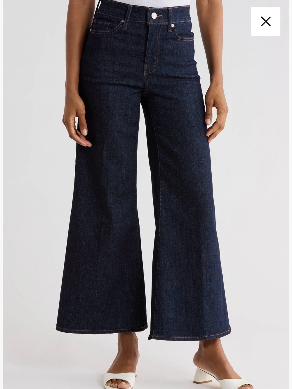 Frame Denim Dark Indigo Le Palazzo Wide-Leg Cropped Jeans